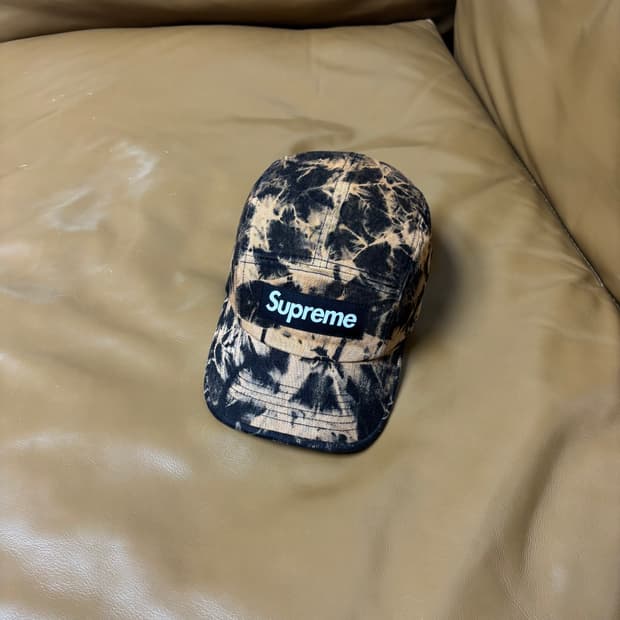 슈프림 캠프캡 모자 박스로고 데님 다이드 러스트