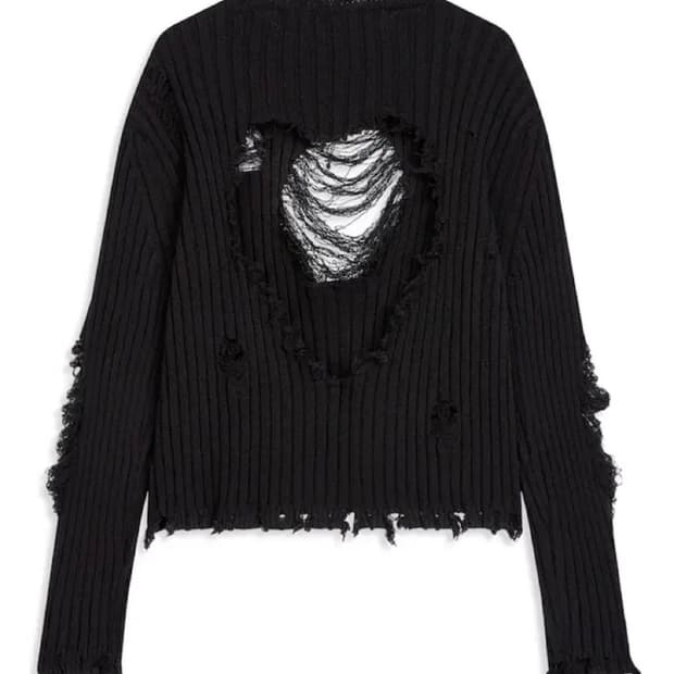 Openyy 하트 데미지 풀오버 니트