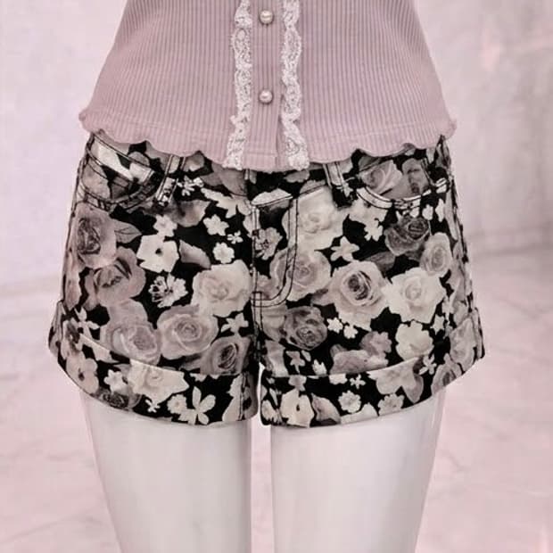 플라워 숏팬츠 로걀 히메 갸루