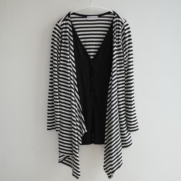 Monochrome striped layered cardigan