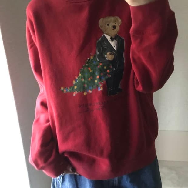 폴로 크리스마스 신사베어 맨투맨