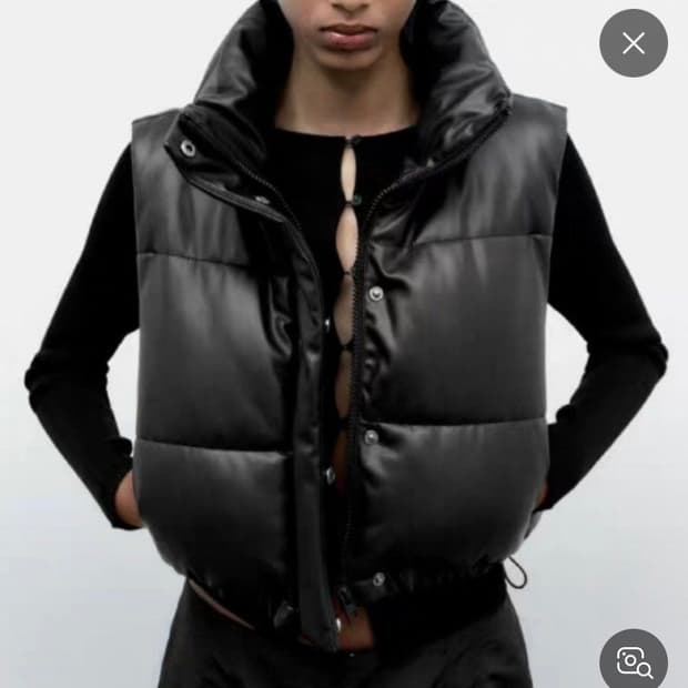 Zara 자라 페이크 레더 패딩 조끼 XL