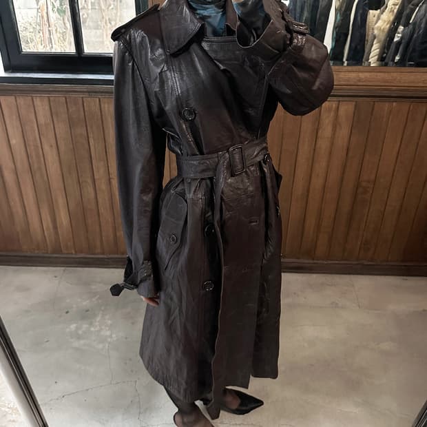 JPV brown leather trench coat