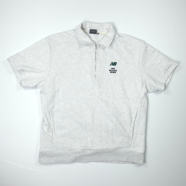 뉴발란스 하프집업 반팔 맨투맨 라이트그레이 (XL)