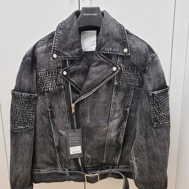메종미네드 데님 흑청 라이더 자켓
