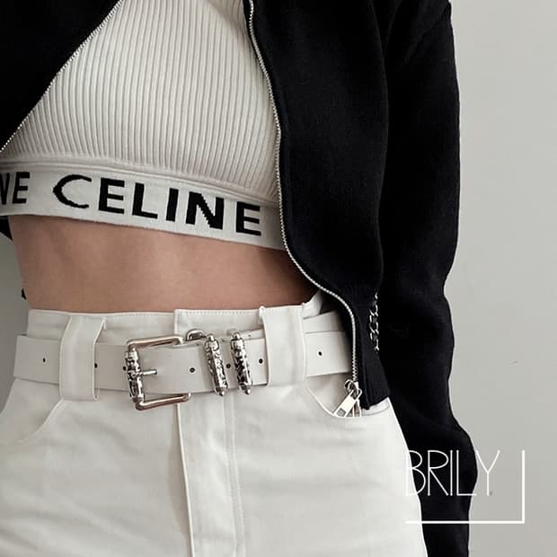 [Unisex] MIKE 크롬 롤러 버클 웨스턴 가죽 벨트