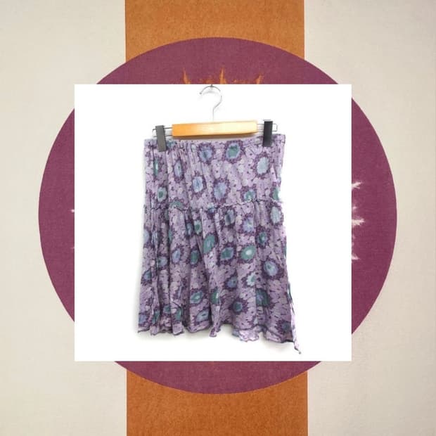 스나오 쿠와하라 퍼플 플라워 스커트