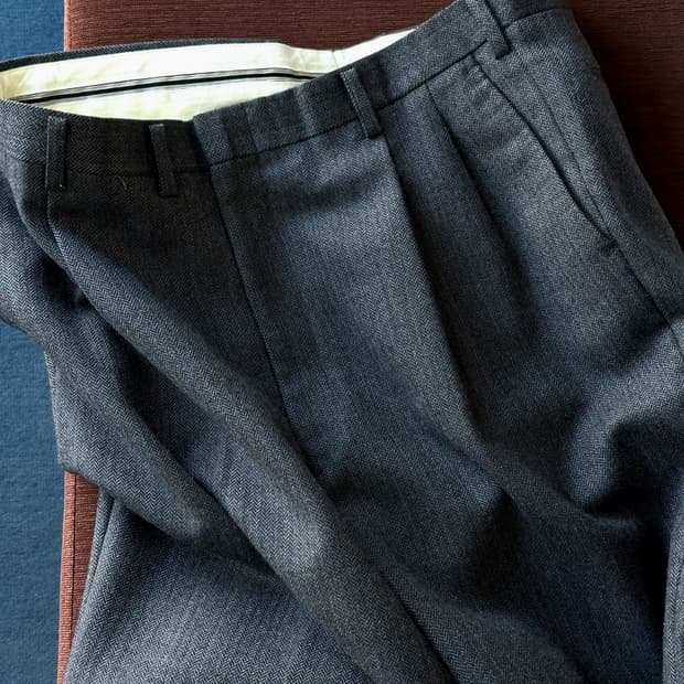 Tweed design 2 tuck wide straight slacks