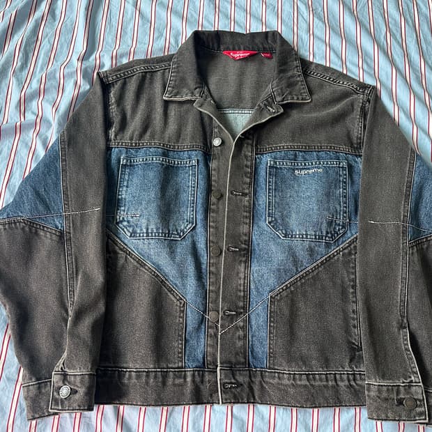 슈프림 투톤 패널드 데님 자켓