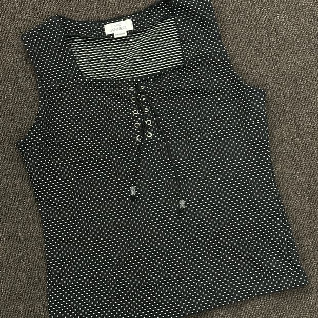 M)재패니즈 빈티지 코르셋 블랙 도트 슬리브리스