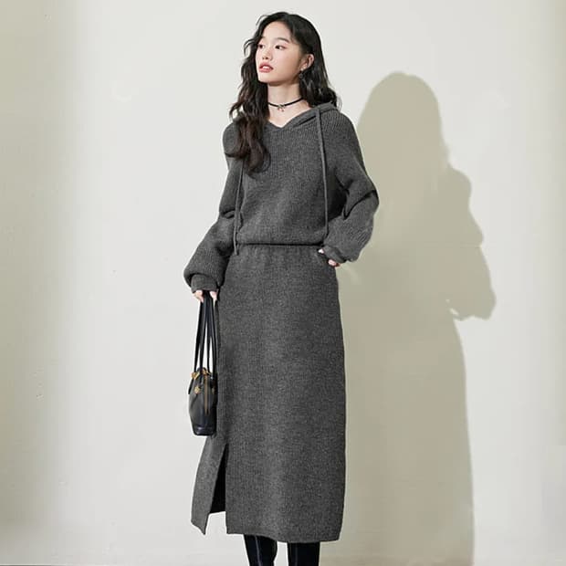 쿠오세(KUOSE) 후디 니트원피스 66-77 새상품