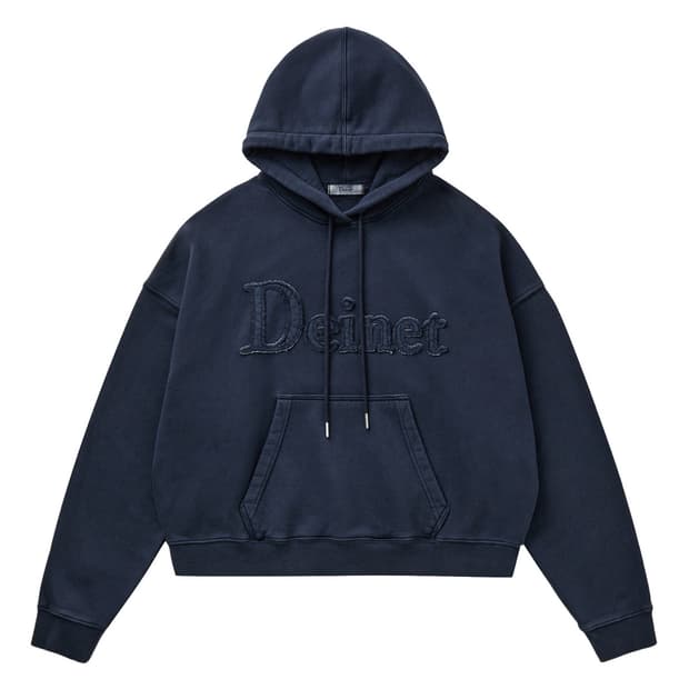 다이닛 MUDDY PATCH LOGO CROP HOODIE IN NAVY