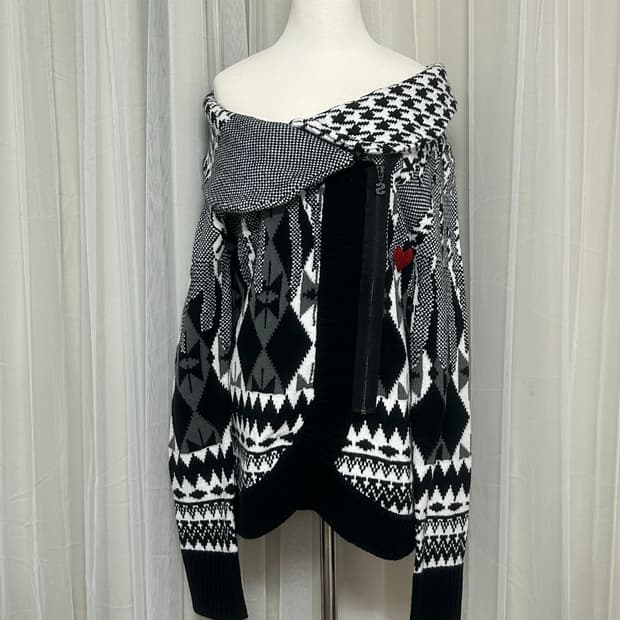 데시구알 오리엔탈 기하학 패턴 가디건 