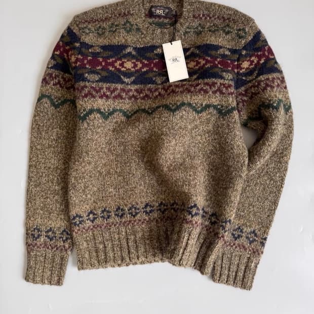 rrl 페어아일 라운드 니트 m,l