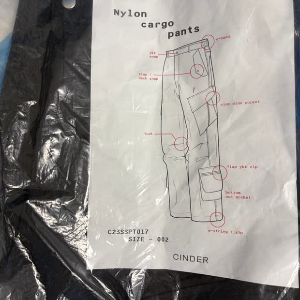 2 신더 나일론 카고 팬츠 블랙 미개봉 새제품 판매