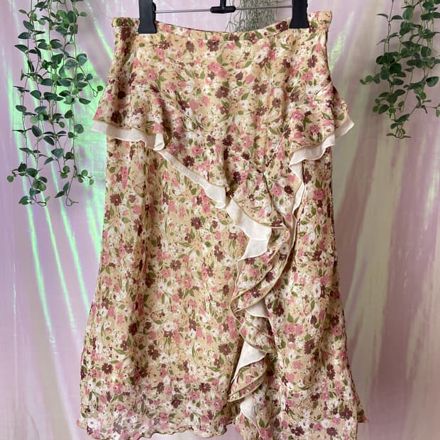 Flower frill long sk 플라워 프릴스커트
