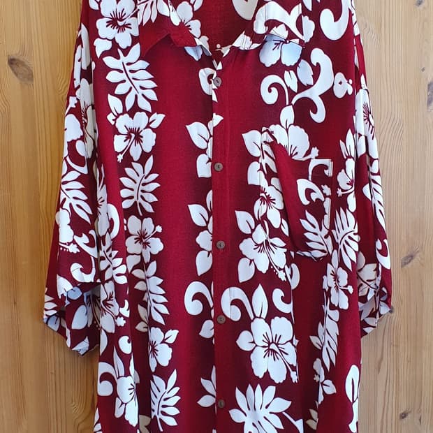 130(4XL) .하와이안 셔츠(딥레드)