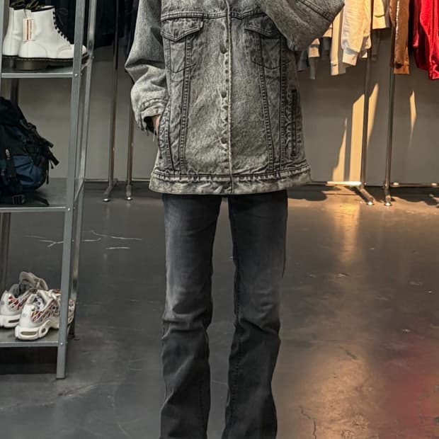 리바이스 쉐르파 데님 흑청 트러커 자켓 A3298