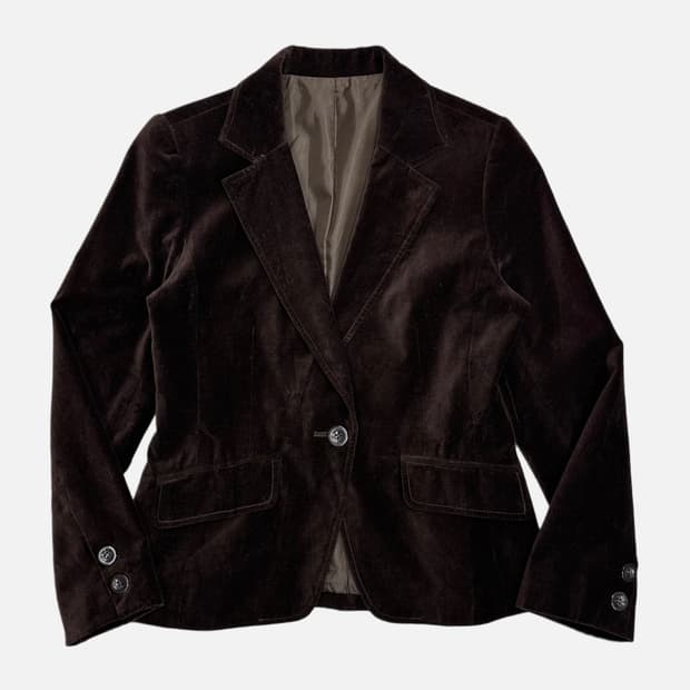 brown velvet 1-button blazer