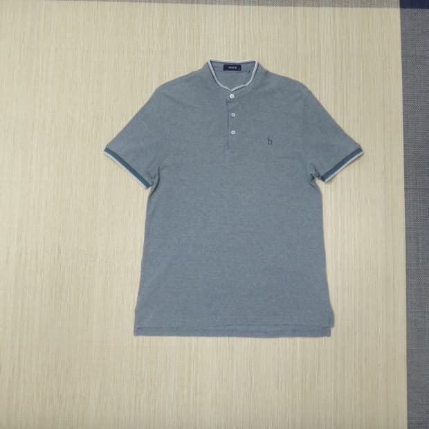 (2XL) 헤지스 헨리넥 에어쿨 면 반팔 카라 티셔츠