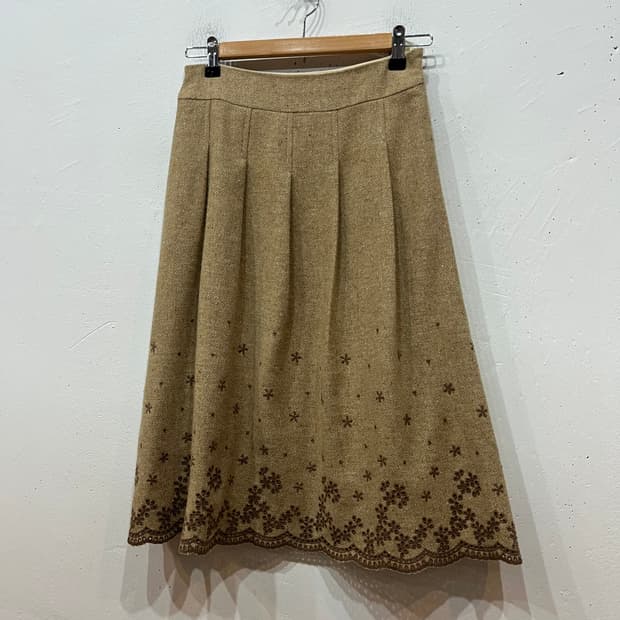 KATHARINE ROSS 자수 울 스커트 치마 Made in JAPAN