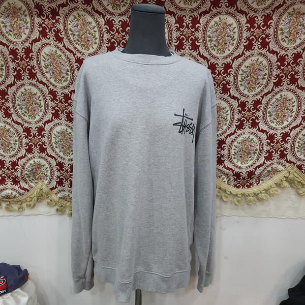 스투시 그레이 스탁 빅로고 맨투맨

