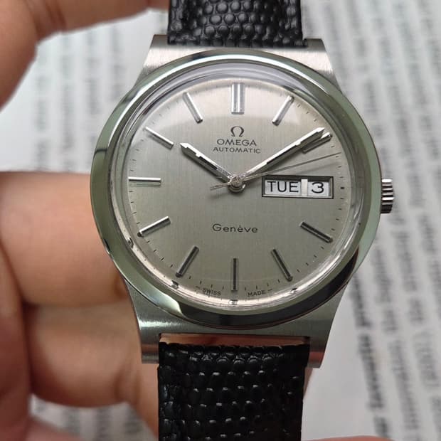 빈티지 오메가 제네브 오리지널 실버판 데이데이트 오토매틱