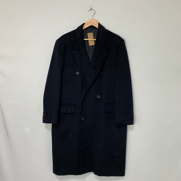 더블 버튼 롱 코트 캐시미어 블랙네이비 100 빈티지 남성코트 남녀공용