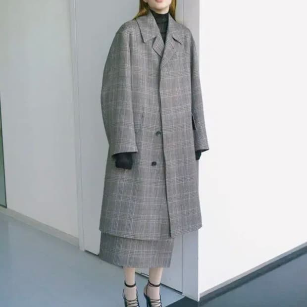 오라리 글렌체크코트 0사이즈