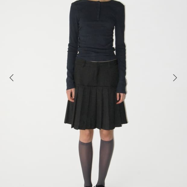 썬번프로젝트/ Pleats Midi Skirt, BLACK / 새상품