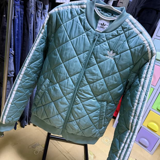 안냐세요 아디다스 슈퍼스타 퀄티드 패딩 자켓 95사이즈 민트(진짜 이쁨)
