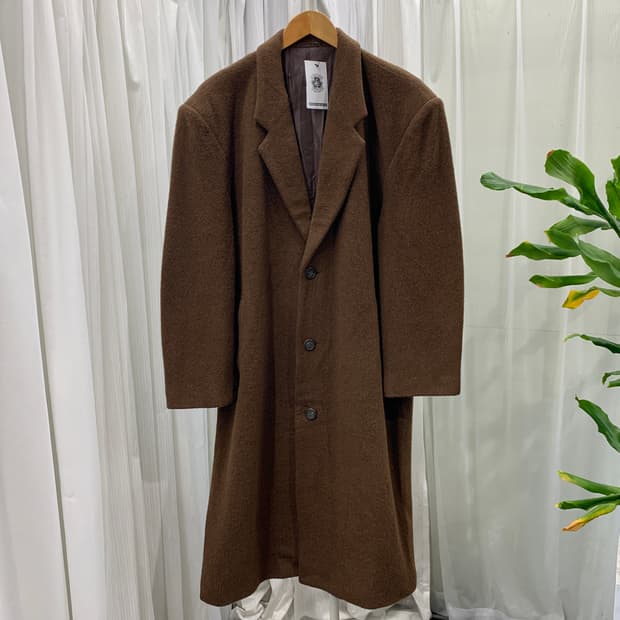 일본 빈티지 Synthetic 울 캐시미어 오버 맥시 롱코트 1740