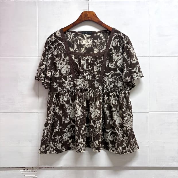 시스루 브라운 스퀘어 히피 페어리 탑 JPN