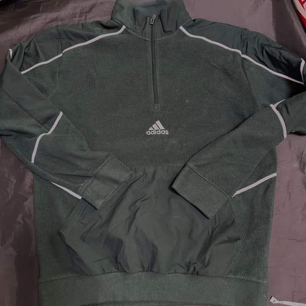 아디다스 반집업 후리스 다크그린