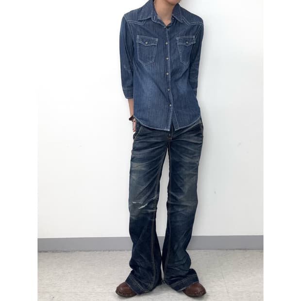 빈티지 웨스턴 데님 셔츠