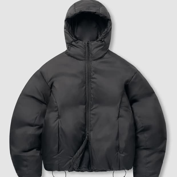 ASI 미니멀 패딩 크롭 자켓_차콜