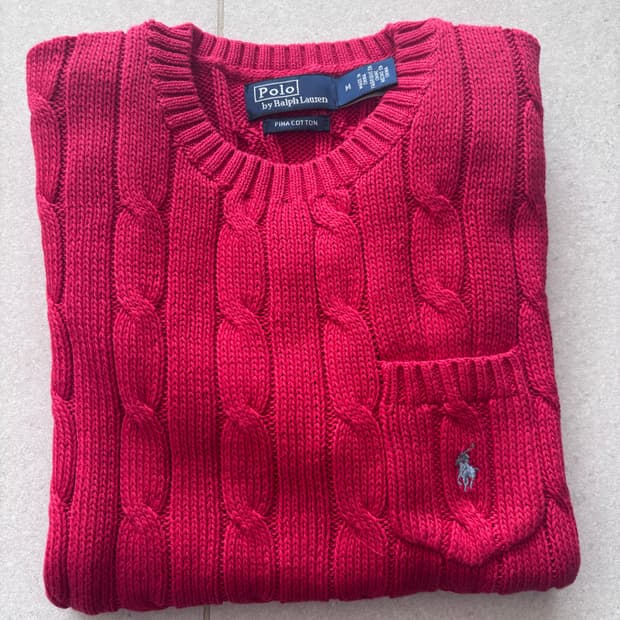 폴로 랄프로렌 반팔니트 레드 미착용 새상품