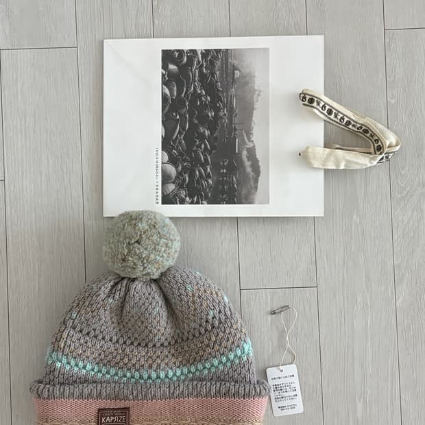 캐피탈 5G 울 니트 캡 라이트 블루 (폼폼 비니 핑크 그레이)