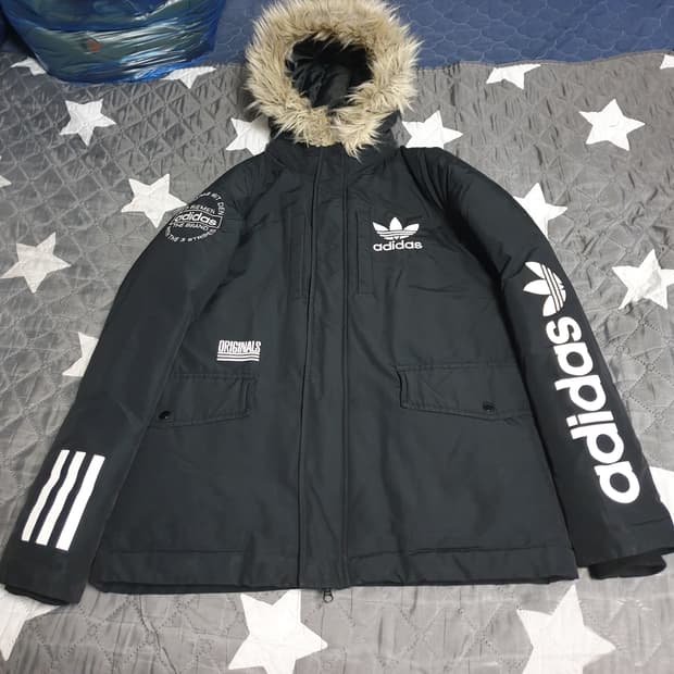 아디다스 파이어버드 빅로고 덕다운 개파카 블랙 (L)