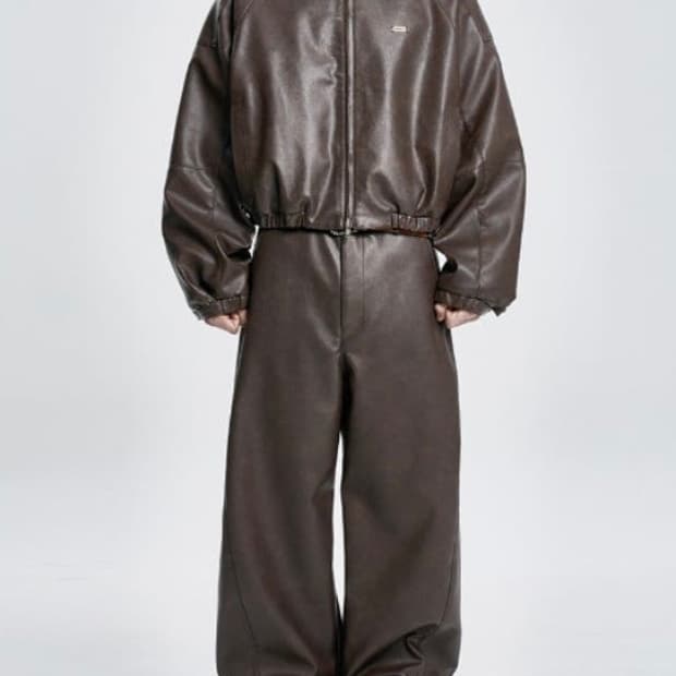 아조바이아조 페이크레더 누빔 자켓