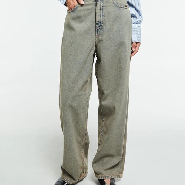 칼하트 W 브랜든 팬츠 스미스타운 블루/레더 가먼트 다이드  / 사이즈