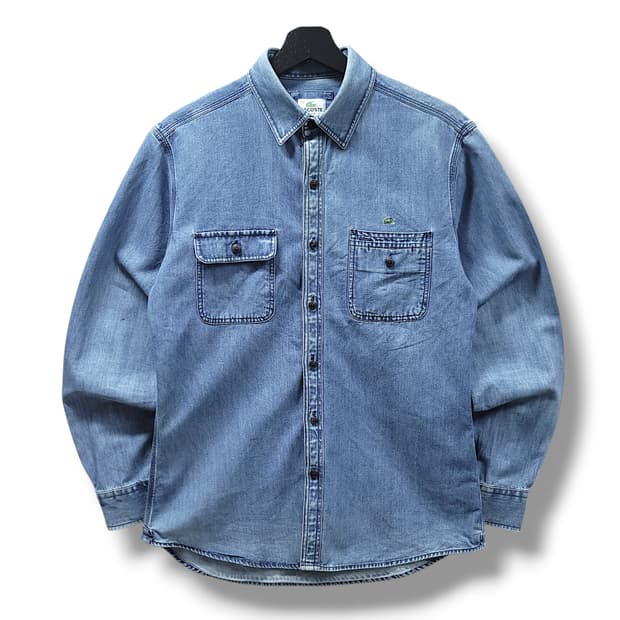 [100] 라코스테 중청 슬림핏 데님 긴팔셔츠