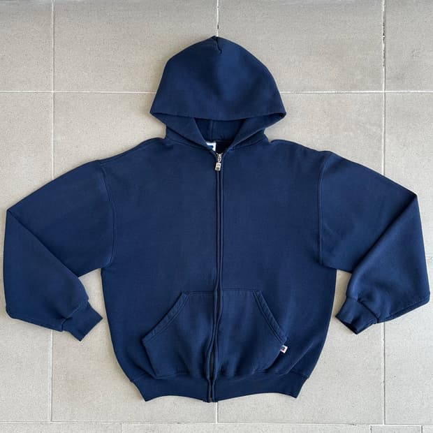 90s 빈티지 러셀 후드집업 네이비 M