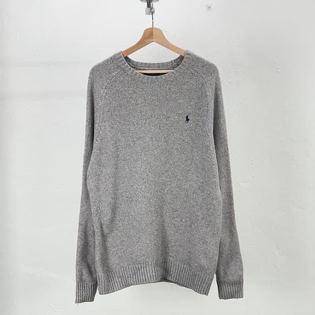 폴로 랄프로렌 그레이 울 텍스처 부클 니트 스웨터