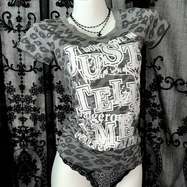 Gray leopard short sleeve