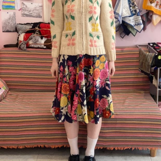 핸드메이드 울 플라워 자켓