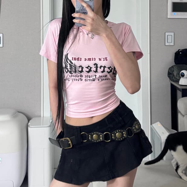 ༒ Low-rise mini skirt
