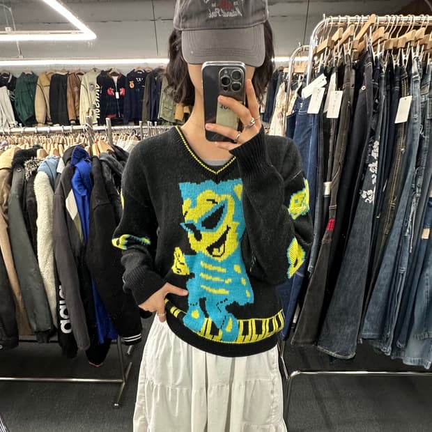 OS)Cream Soda 80s 빈티지 Timmy 브이넥 스웨터