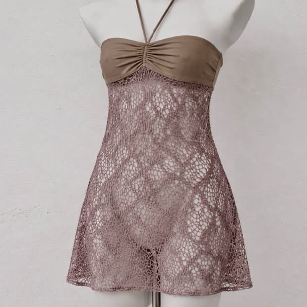 Fila brown lace vintage bikini dress