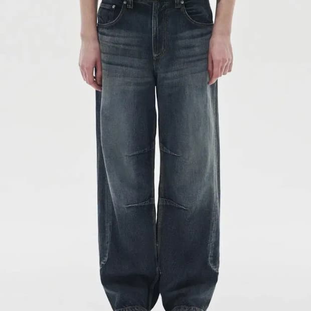 노운 커브드 라인 데님 팬츠 딥블루 0사이즈